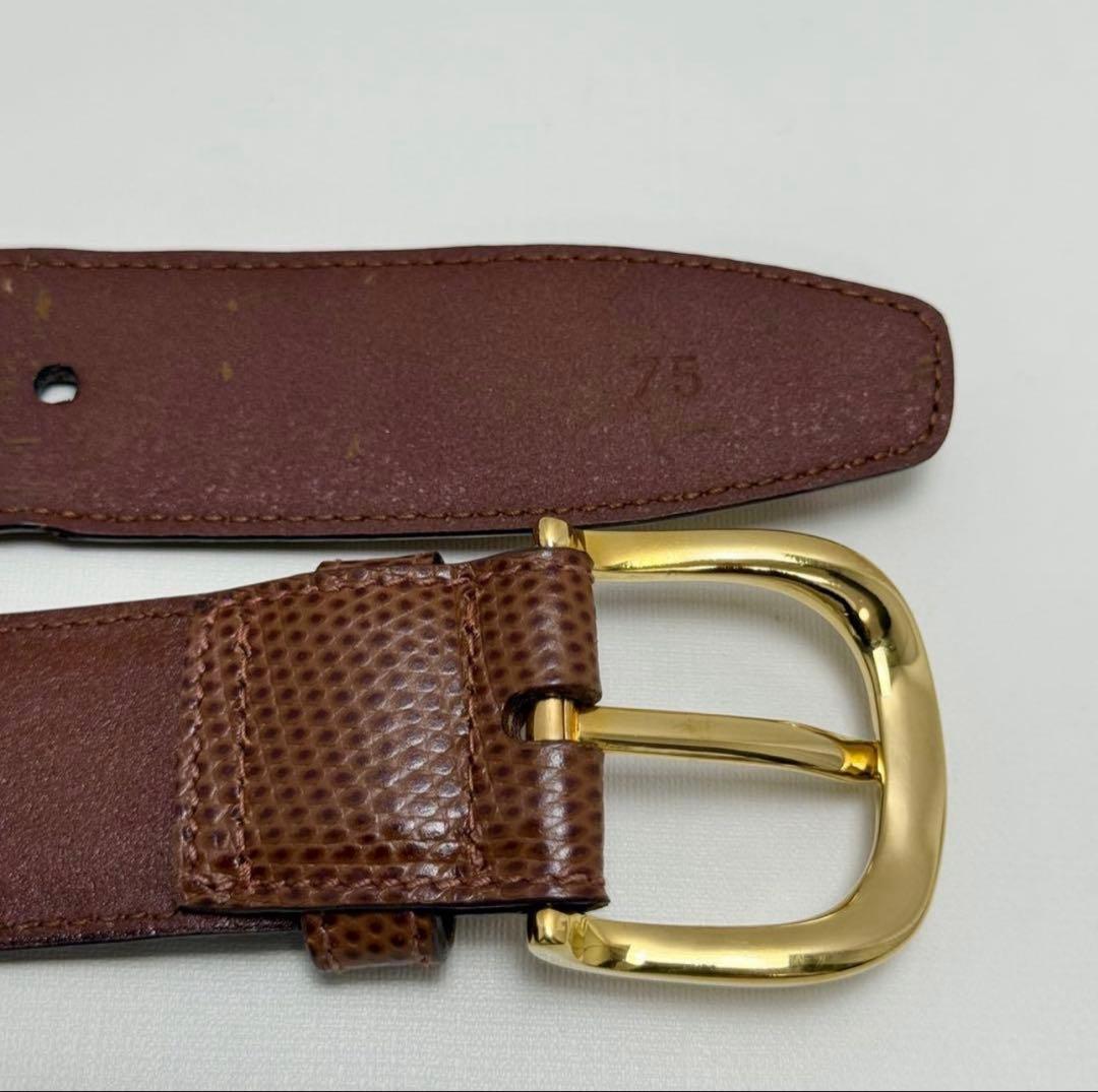 フェラガモ ベルト ヴァラリボン レザー ゴールド金具 ブラウン