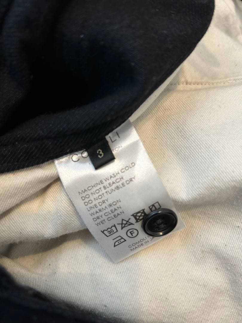 COMOLI ベルテッドデニム 23AWサイズ3 ブラック