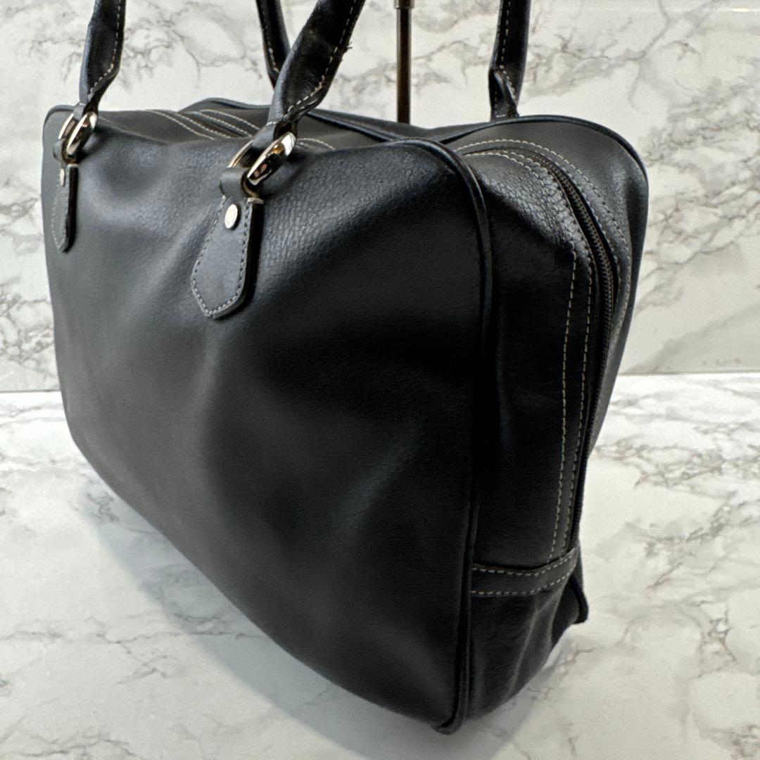 HAMANO ハマノ 本革 オイルドレザー セミショルダー ハンドバッグ 黒