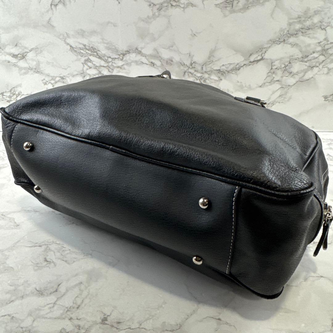 HAMANO ハマノ 本革 オイルドレザー セミショルダー ハンドバッグ 黒