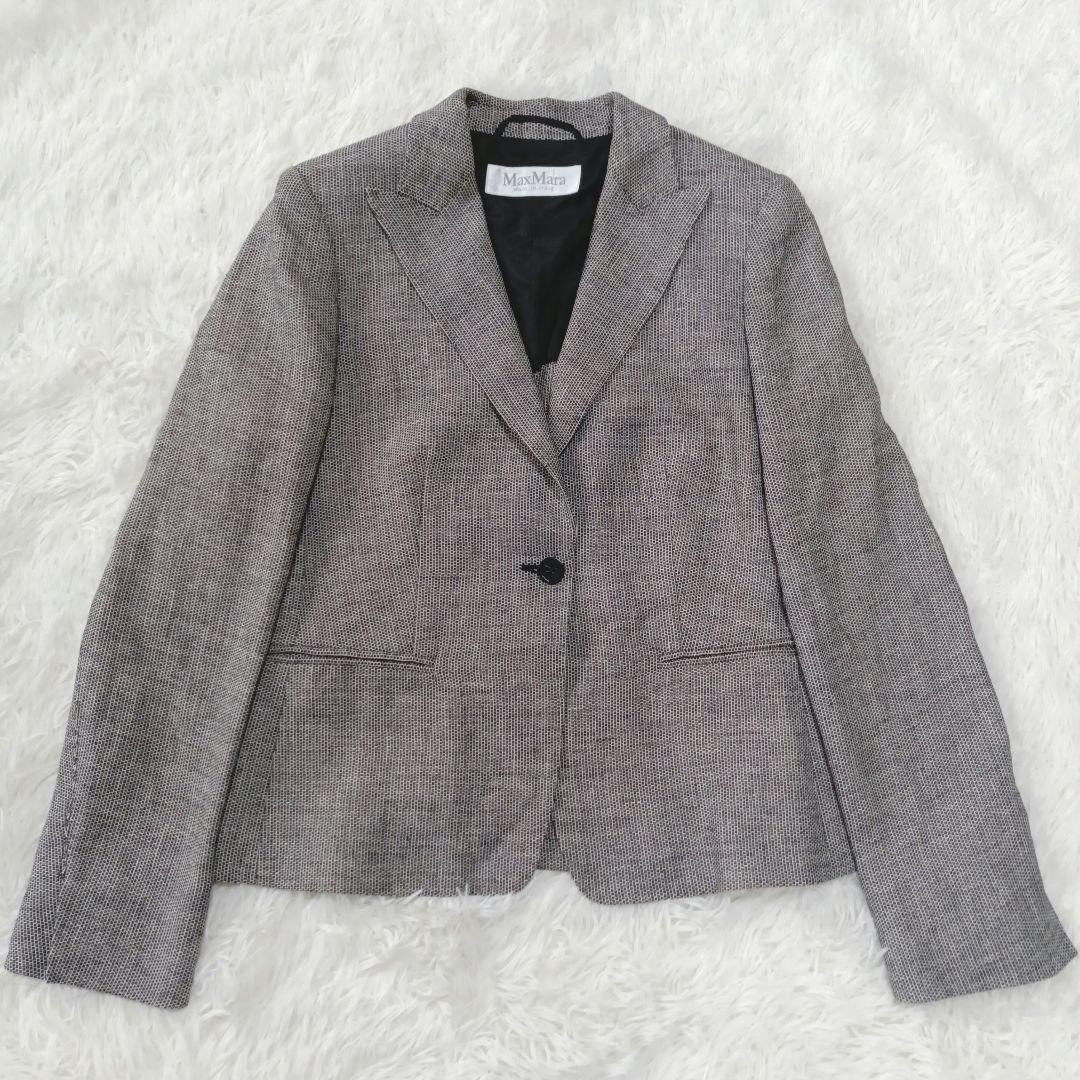 マックスマーラ 白タグ ツイート スカートスーツ リネン セットアップ 格子