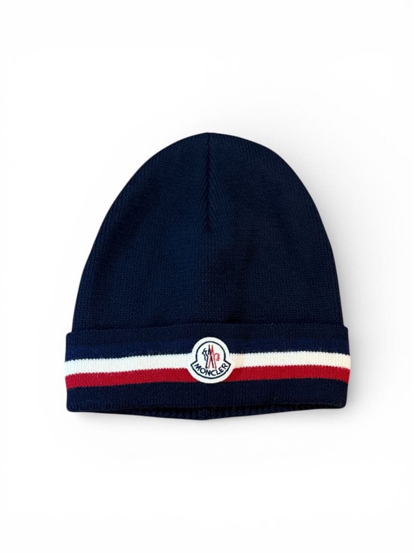 MONCLER ネイビー ニット帽 メンズS レディースM モンクレール