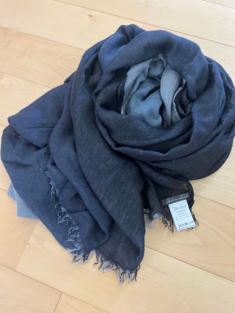 ファリエロサルティ　ストール 大判 グラデーション　ネイビーブラック