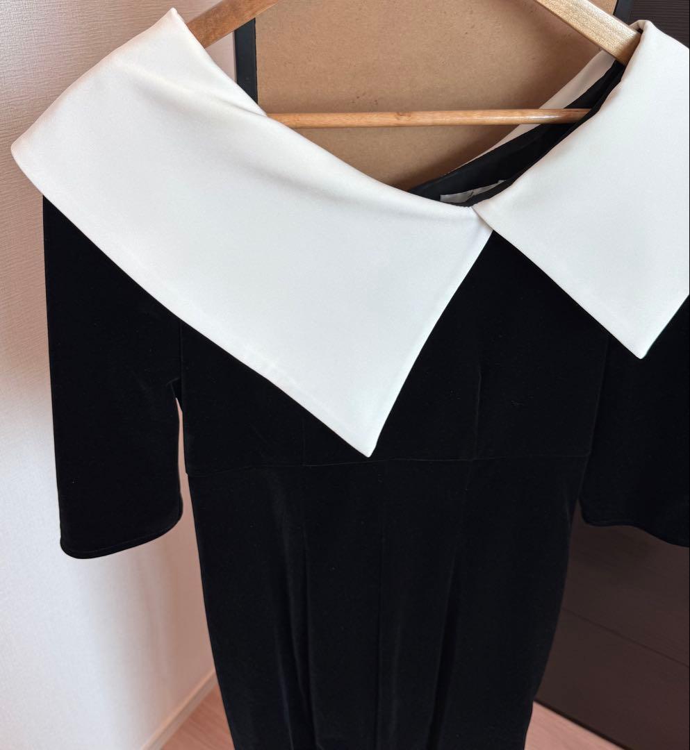 LEJA アシンメトリービックカラーベロアワンピース