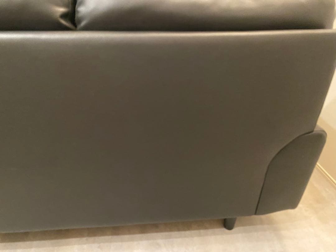 合成皮革 2人用ソファ( MK02KD Nシールド BK)　ブラック