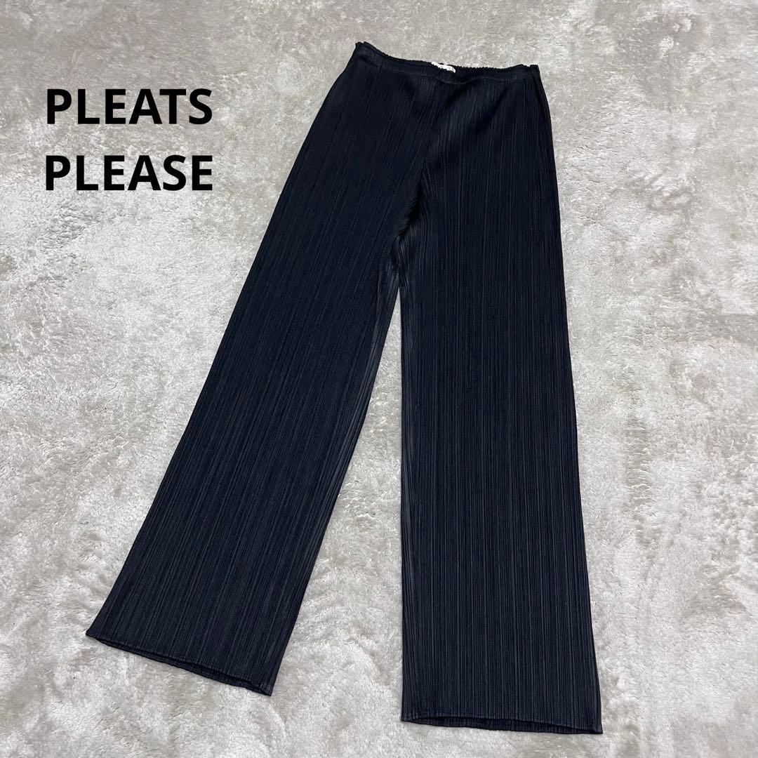 みん　　イッセイミヤケ　黒　ブラック　ストレートパンツ