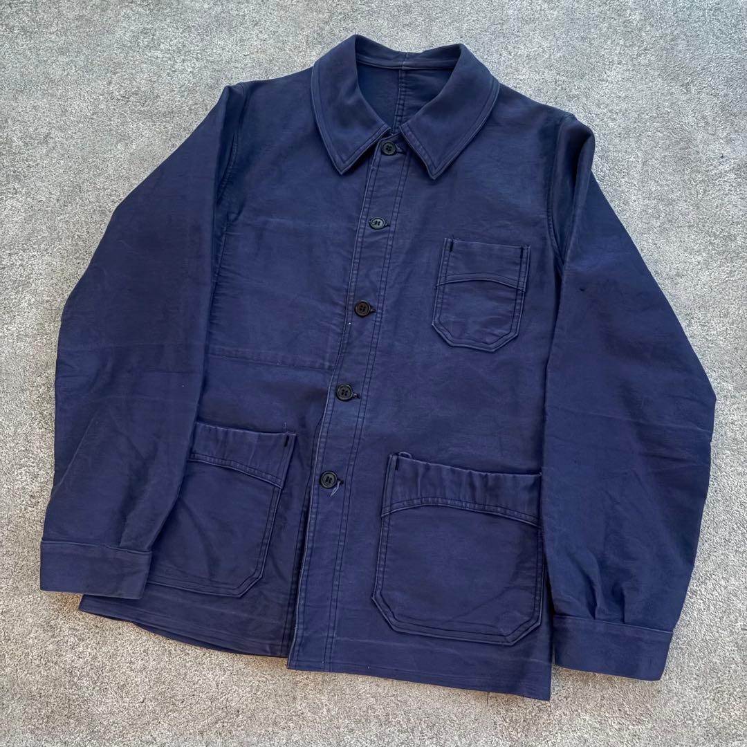 40s ブルーモールスキンジャケット VULCAIN 刺繍タグ フレンチワーク