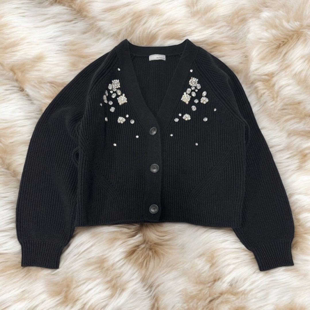 BEATRICE ベアトリス ビジュー装飾ニットカーディガン 新品タグ付