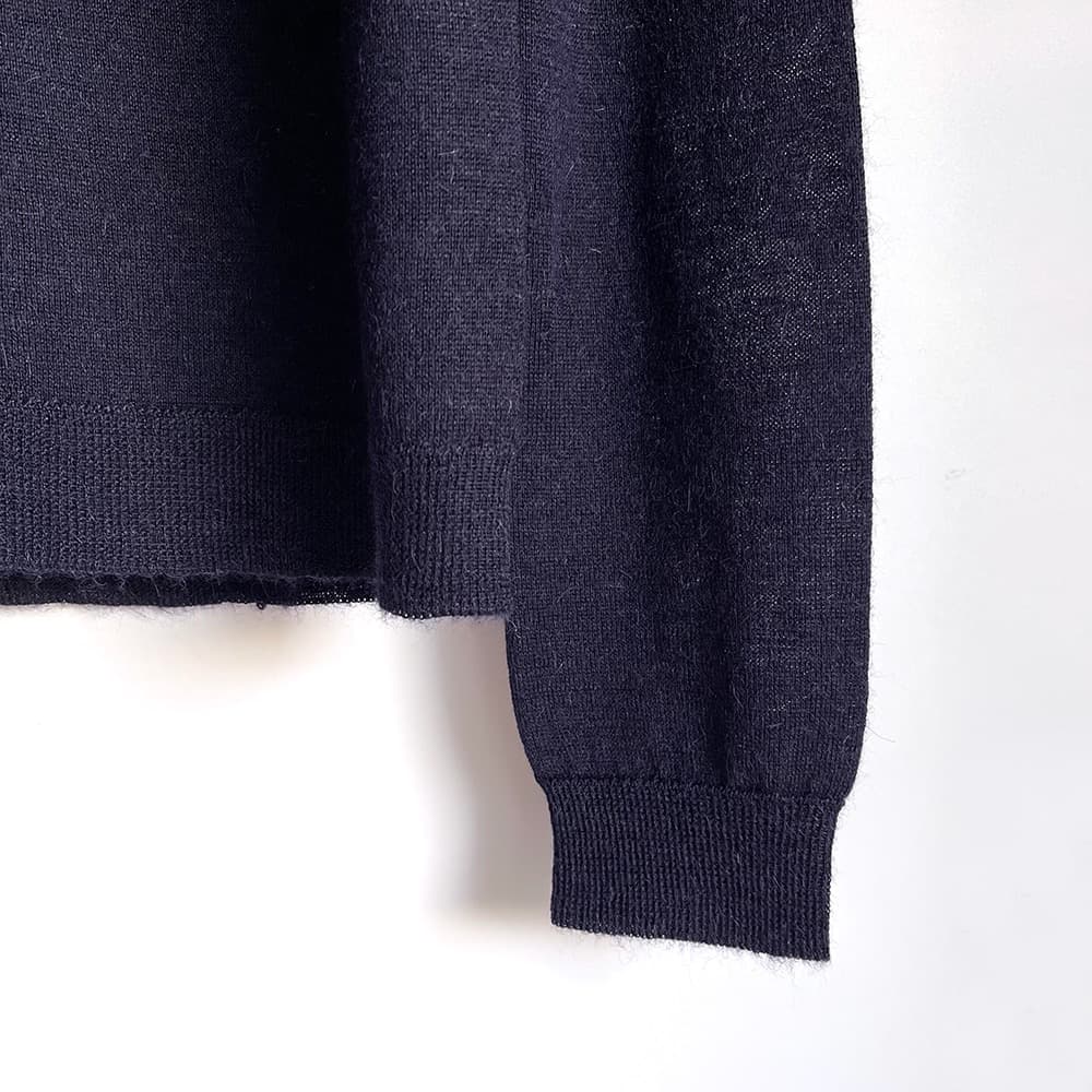 PRADA プラダ*アルパカカーディガン ネイビー 38(S)クルーネックニット