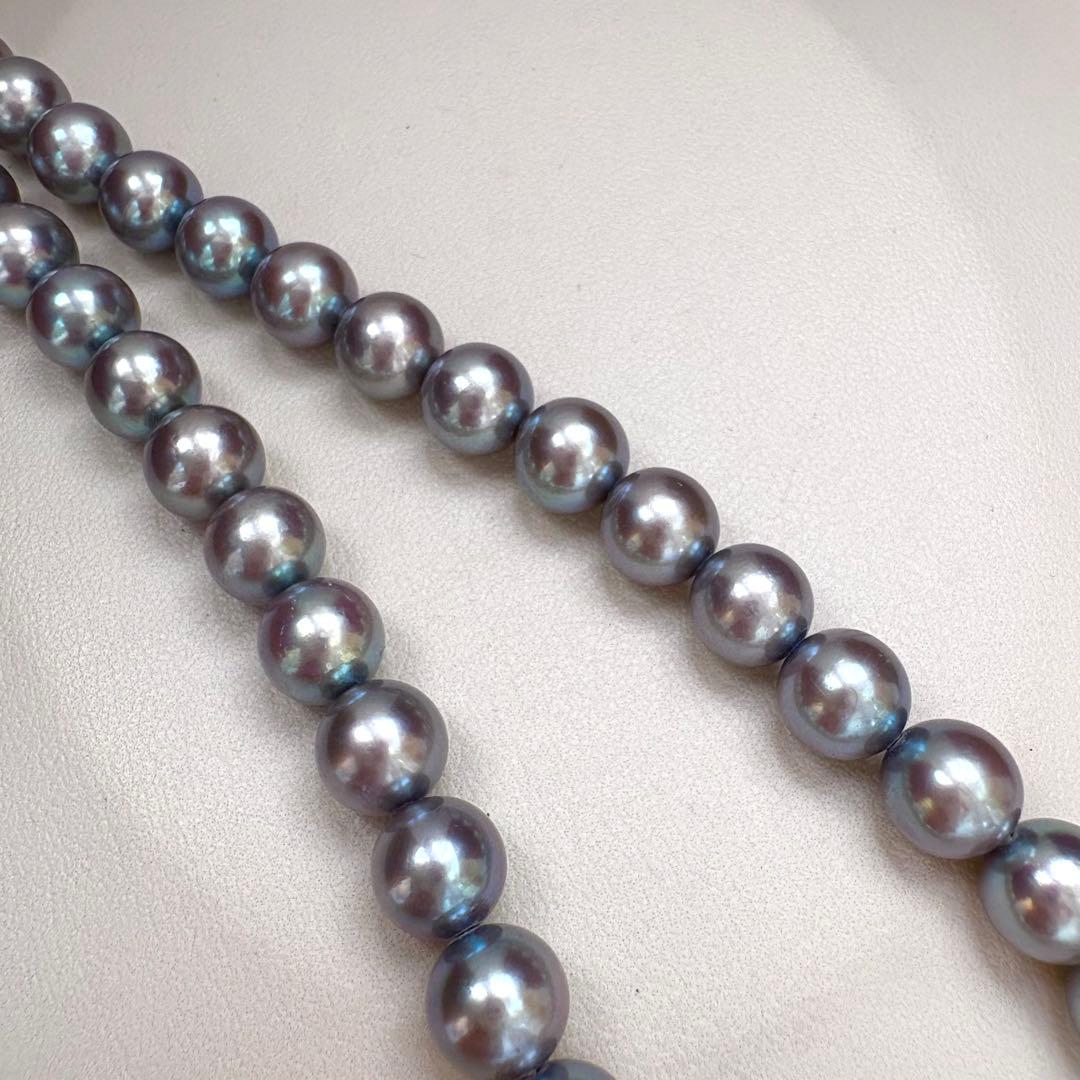 大珠✨TASAKI タサキ　あこや本真珠ネックレス　ブルーグレー　7.5-8mm
