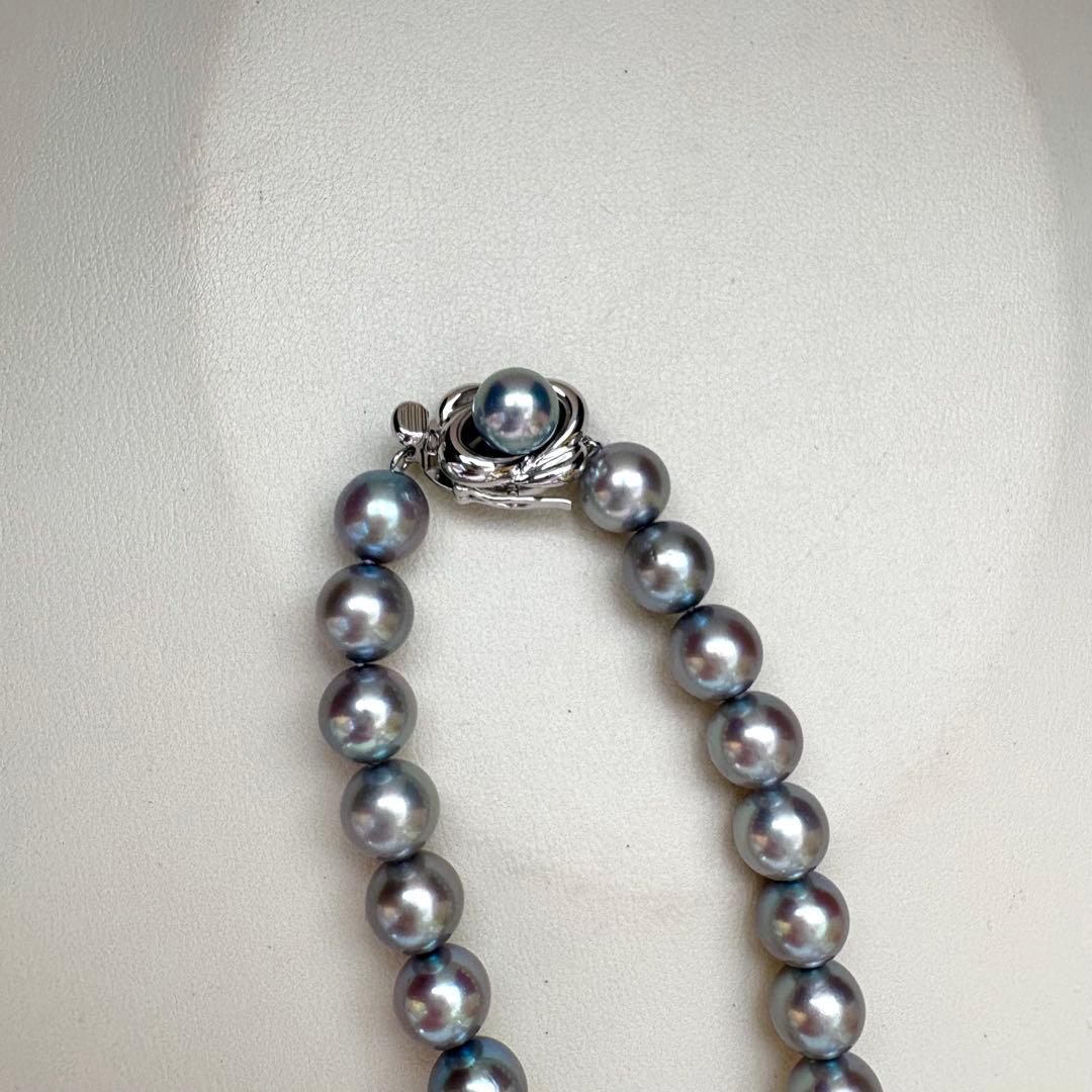 大珠✨TASAKI タサキ　あこや本真珠ネックレス　ブルーグレー　7.5-8mm