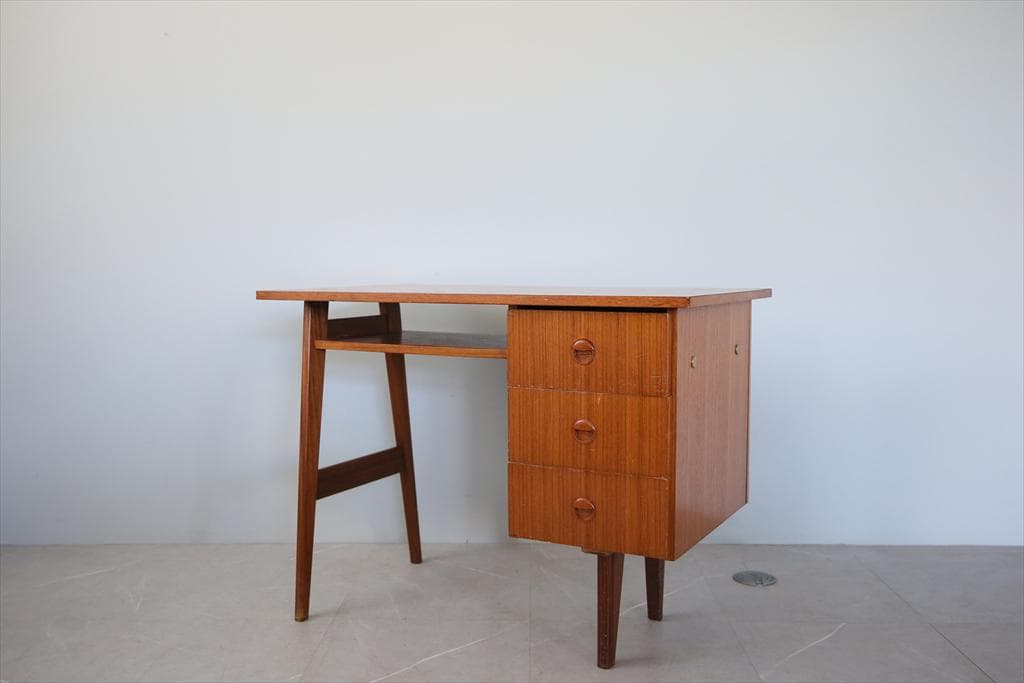 英国アンティーク古木デスク/作業台/勉強机/木製テーブル/オフィス(90-248