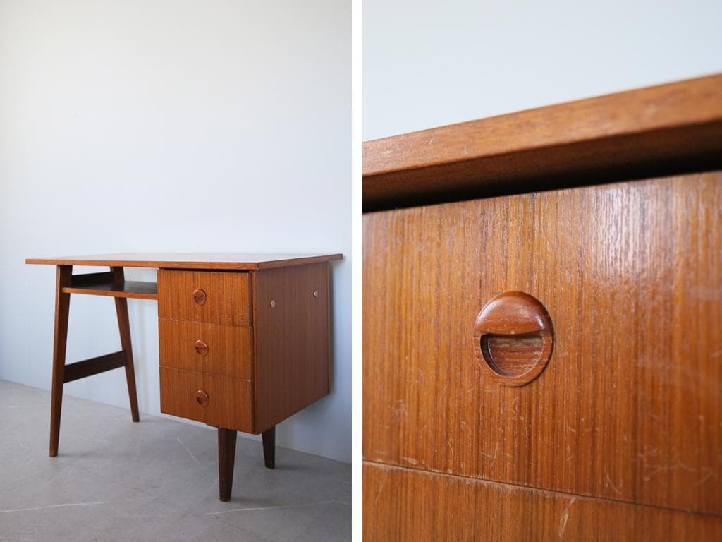 英国アンティーク古木デスク/作業台/勉強机/木製テーブル/オフィス(90-248