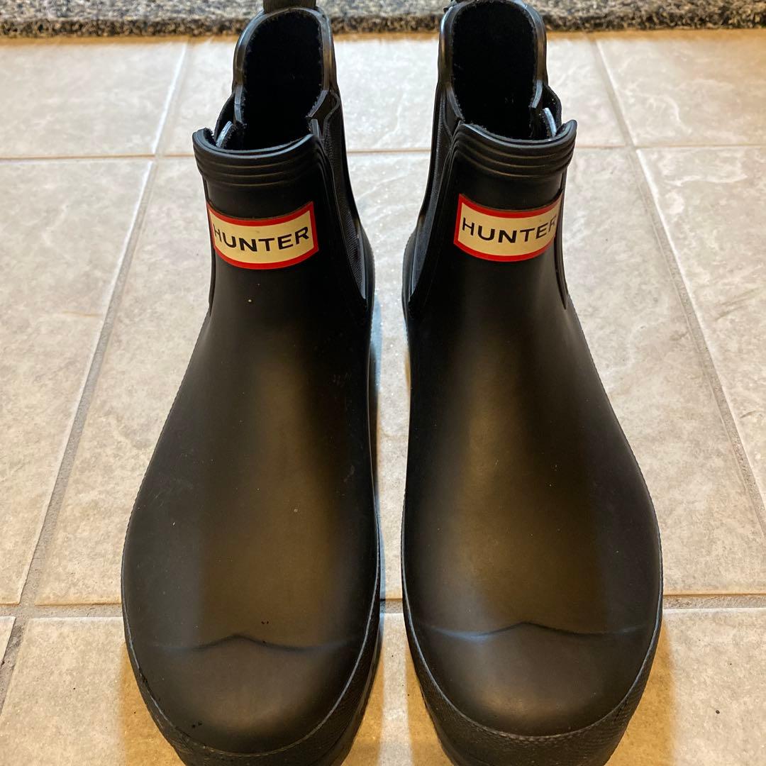 HUNTER ブラック サイドゴア ショートブーツ　24cm