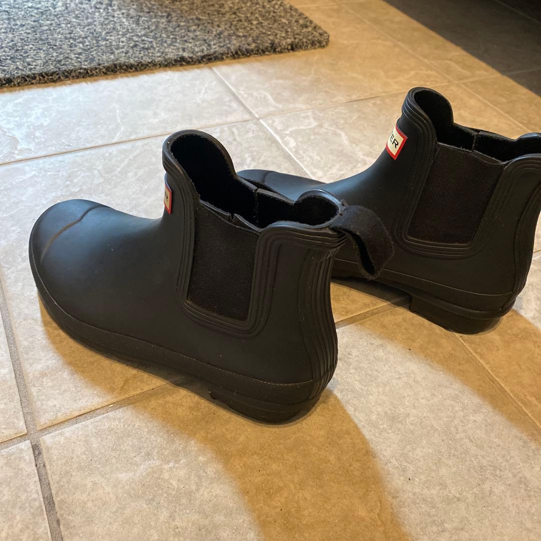 HUNTER ブラック サイドゴア ショートブーツ　24cm