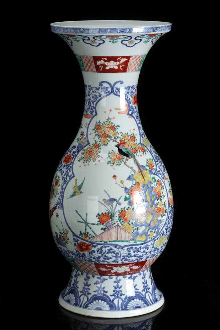 N*p様 有田焼 伊万里焼 色絵花鳥図大花瓶 高さ61㎝ 特大 飾壺 古美術品