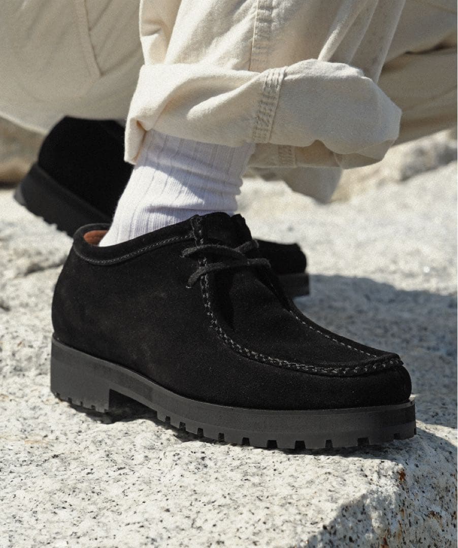 shiun モカシン 25.5 BLACK SUEDE MOCCASIN XS