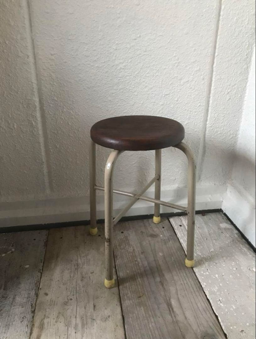 昭和レトロな丸椅子　パイプスツール　古道具