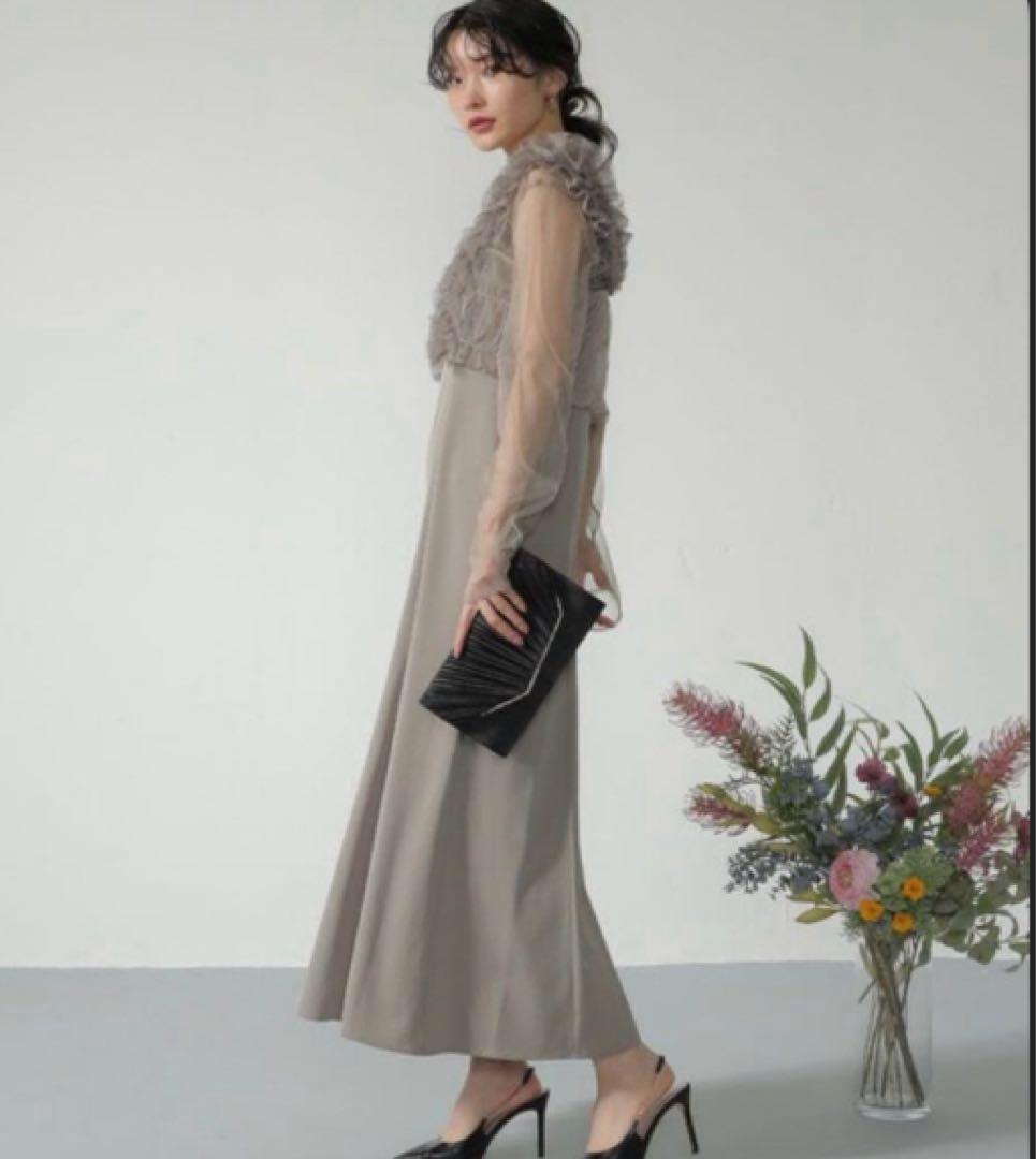 KANA チュール ボリューム フリル ベスト シアー トップス ワンピース