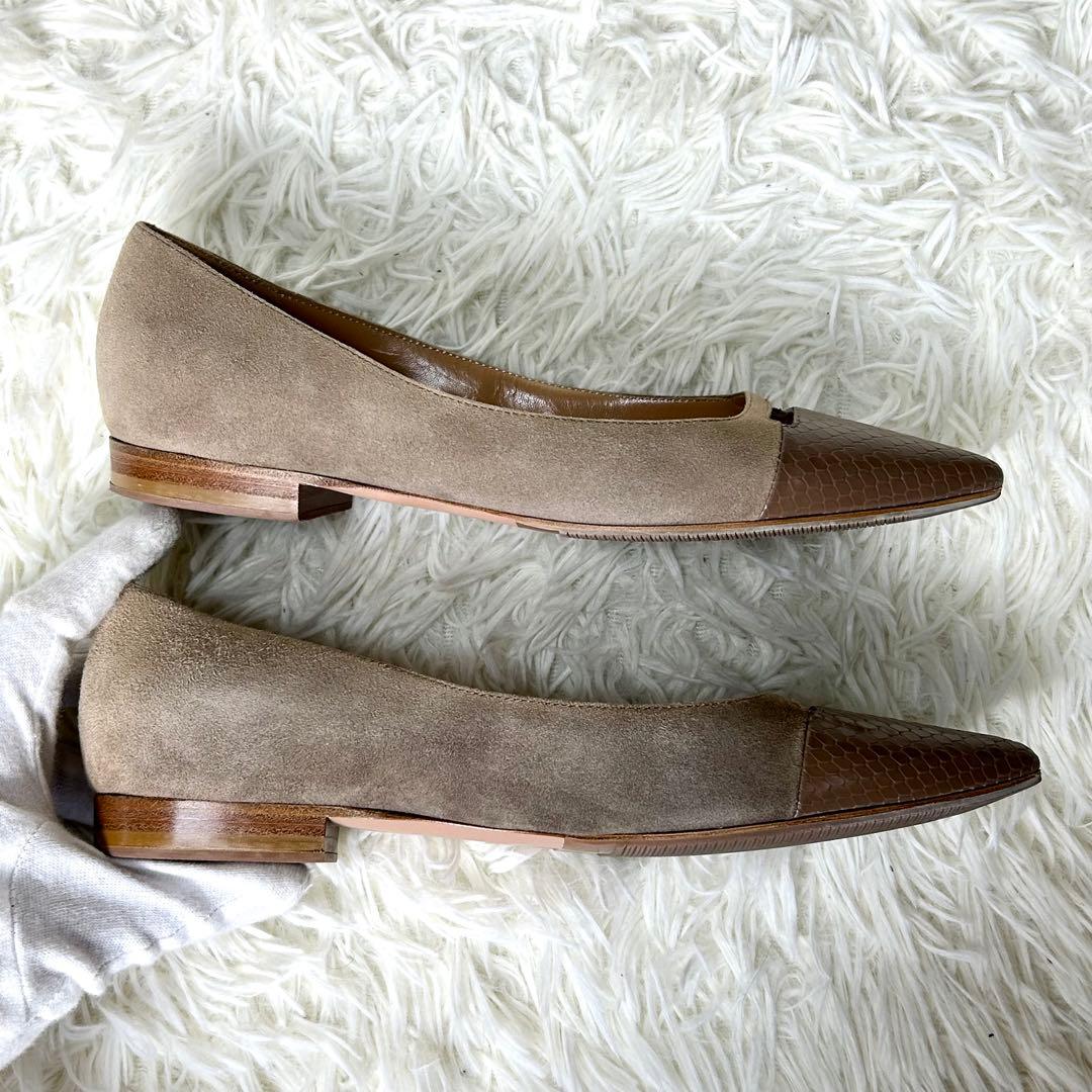 【美品】ペリーコ アネッリ クロコ型押し フラットシューズ スエード 36