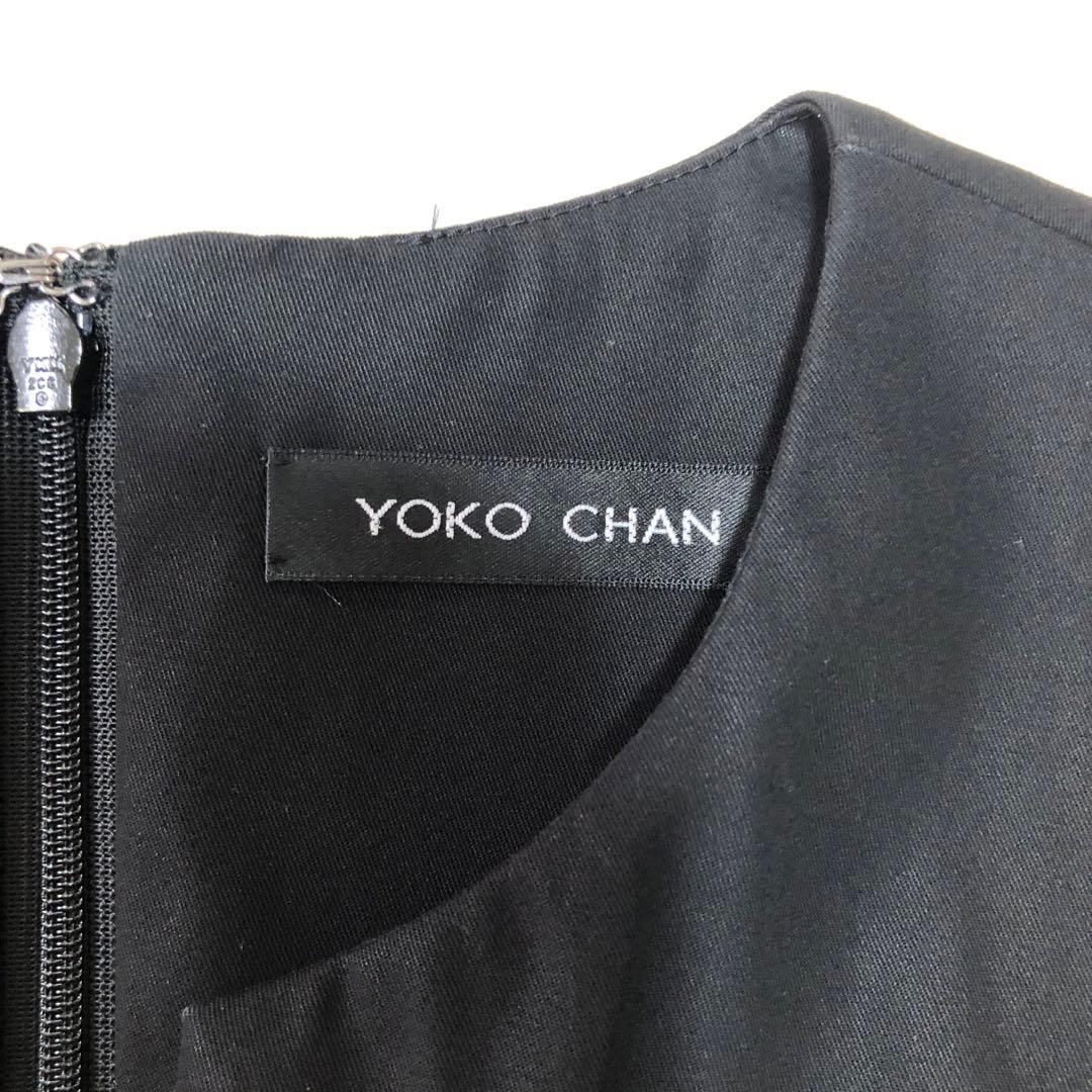 ヨーコチャン ウエストパール付　ノースリーブワンピース 膝丈　ブラック