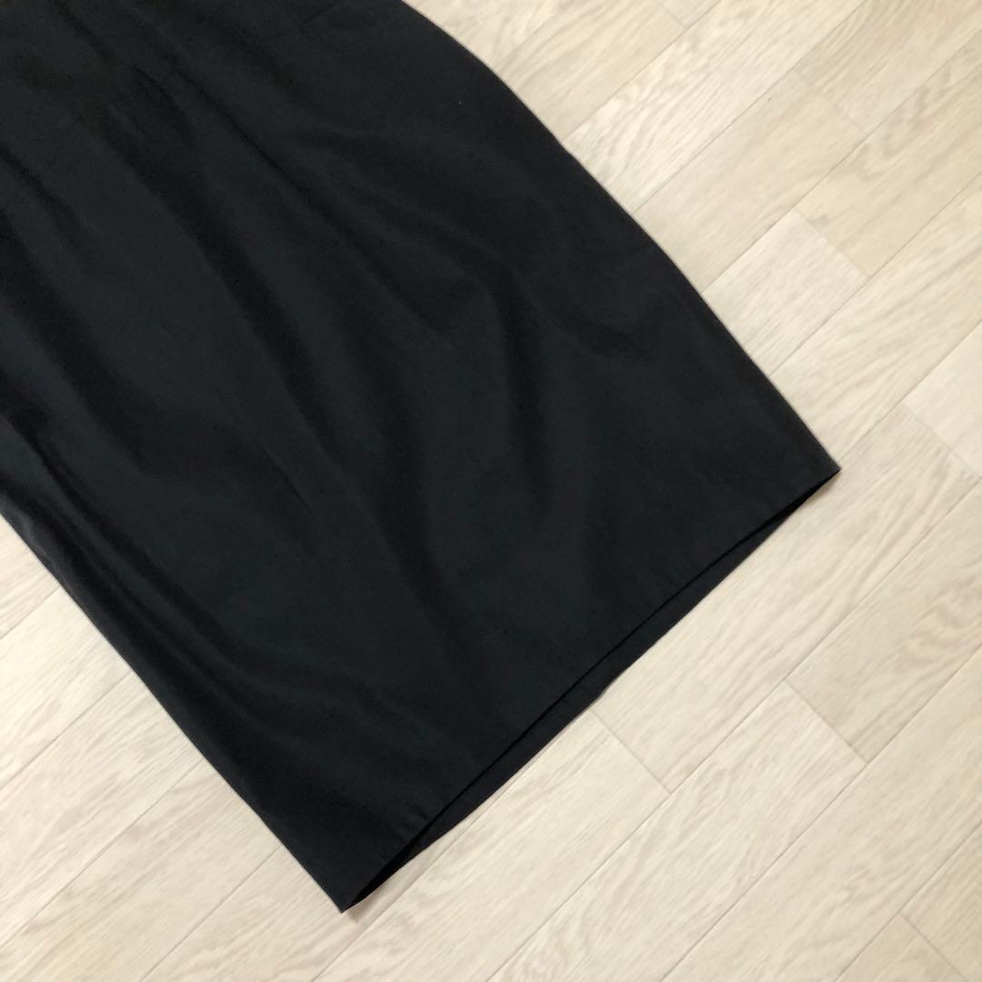 ヨーコチャン ウエストパール付　ノースリーブワンピース 膝丈　ブラック