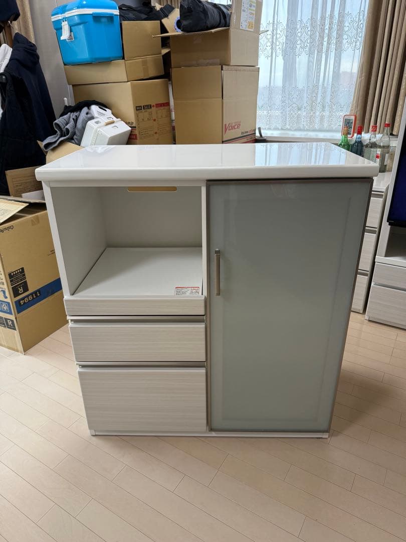 ホワイト キッチン収納キャビネット