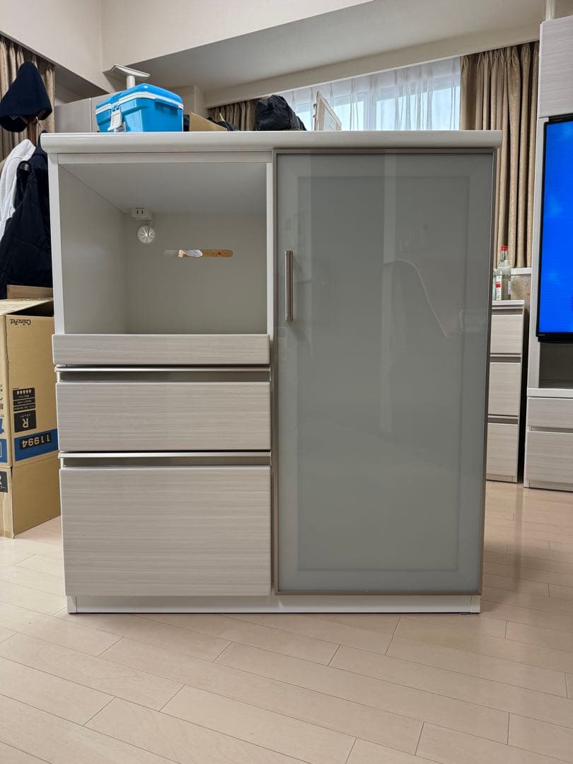 ホワイト キッチン収納キャビネット