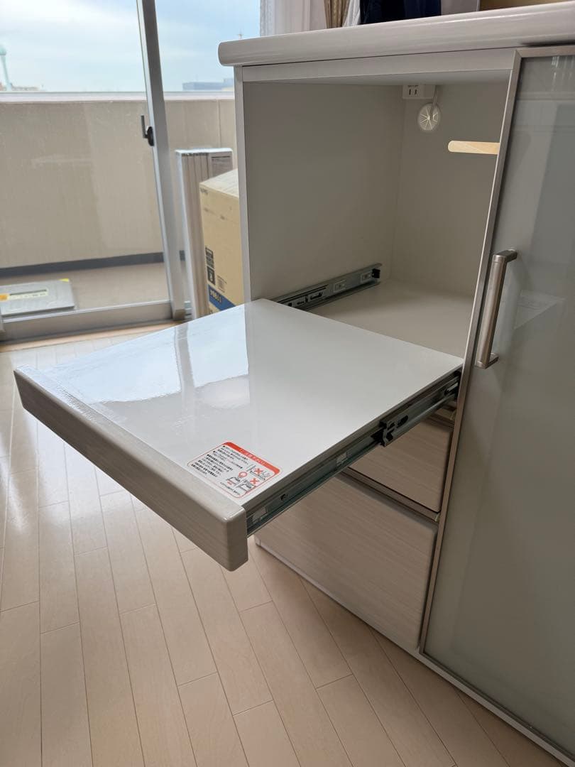 ホワイト キッチン収納キャビネット