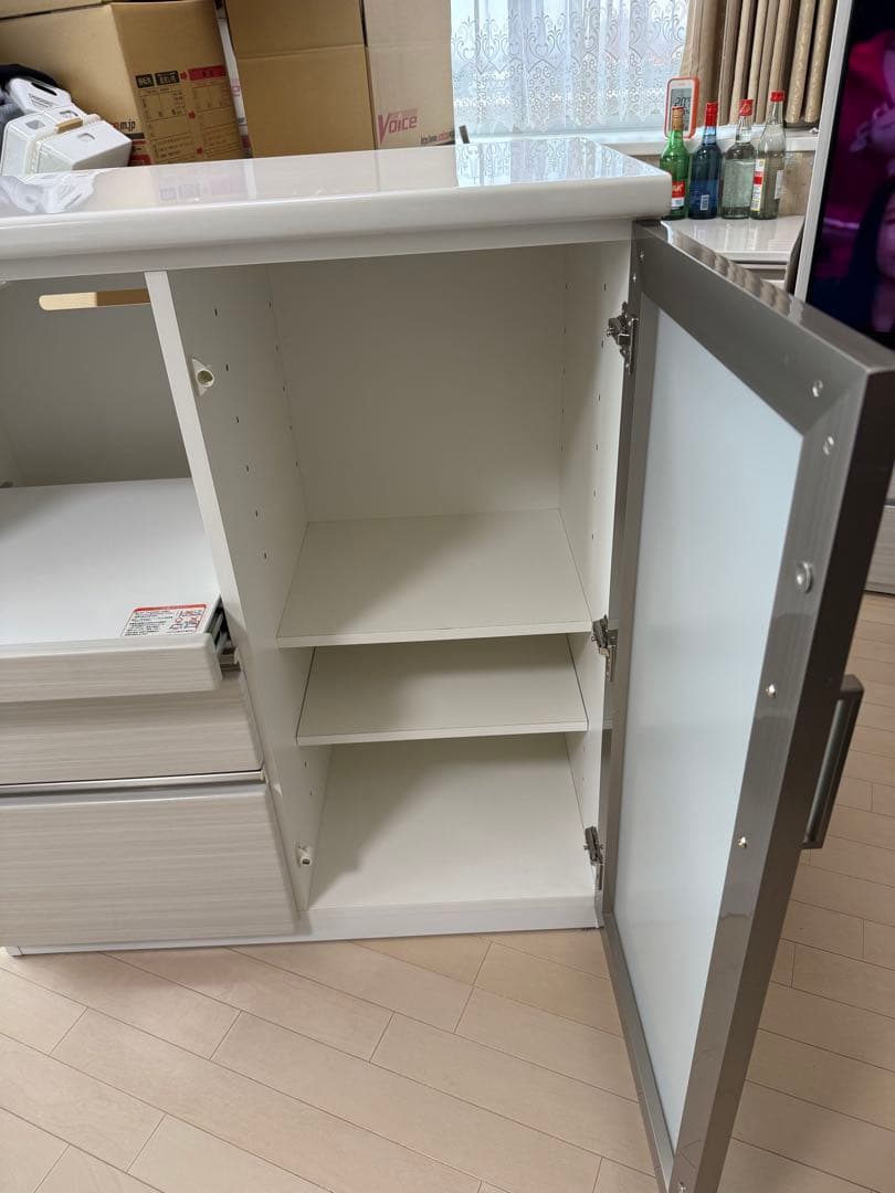 ホワイト キッチン収納キャビネット