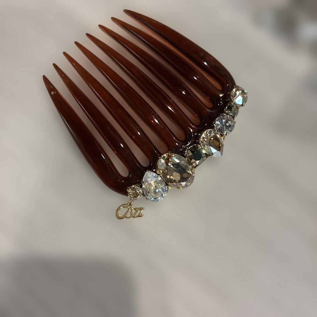 未使用に近いCaz スワロフスキークリスタル装飾ヘアコーム