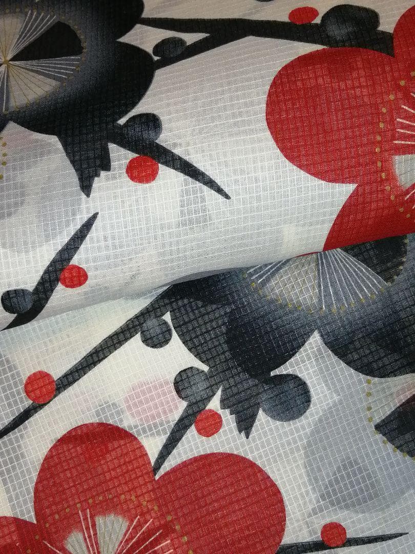 わん★ 芸艸堂 UNSODO ブランド浴衣.生成り地.梅柄.黒灰.綿紅梅★