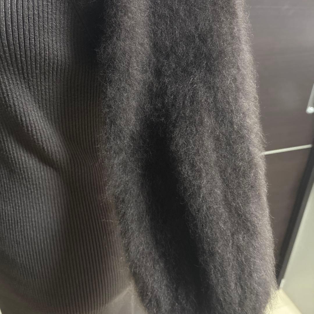 【anuans】ブラウン リブ編み モヘアロングワンピース