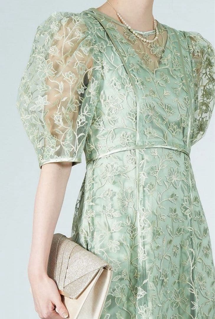 Lily Brown(リリーブラウン) チュール刺繍ドレス サイズ0 ミント