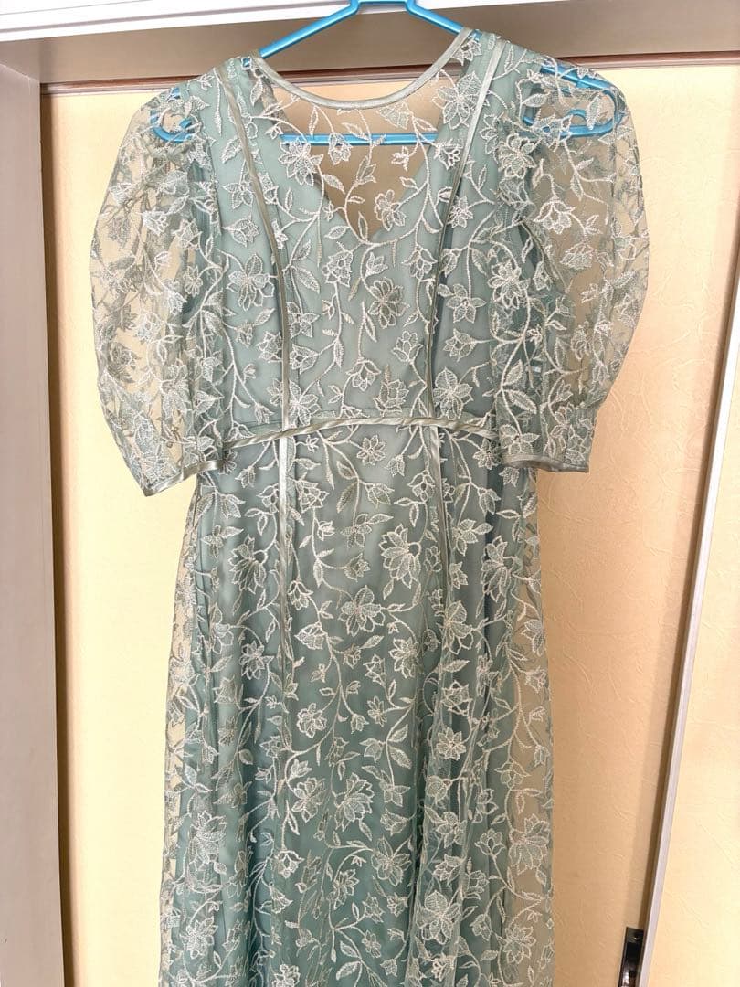 Lily Brown(リリーブラウン) チュール刺繍ドレス サイズ0 ミント