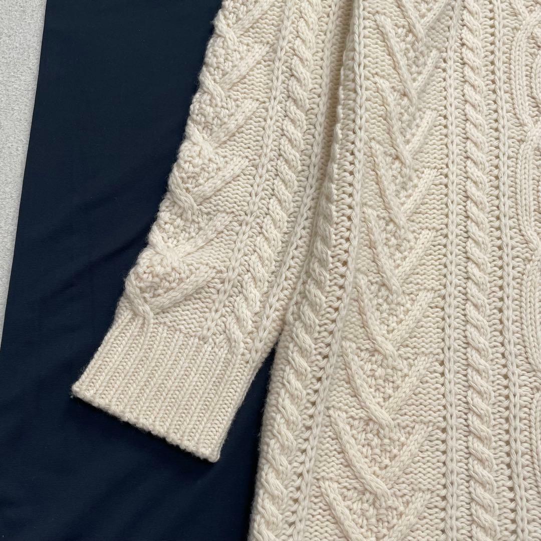 マックスマーラ 白タグ タートルネック ケーブルニット ワンピース S カシミヤ