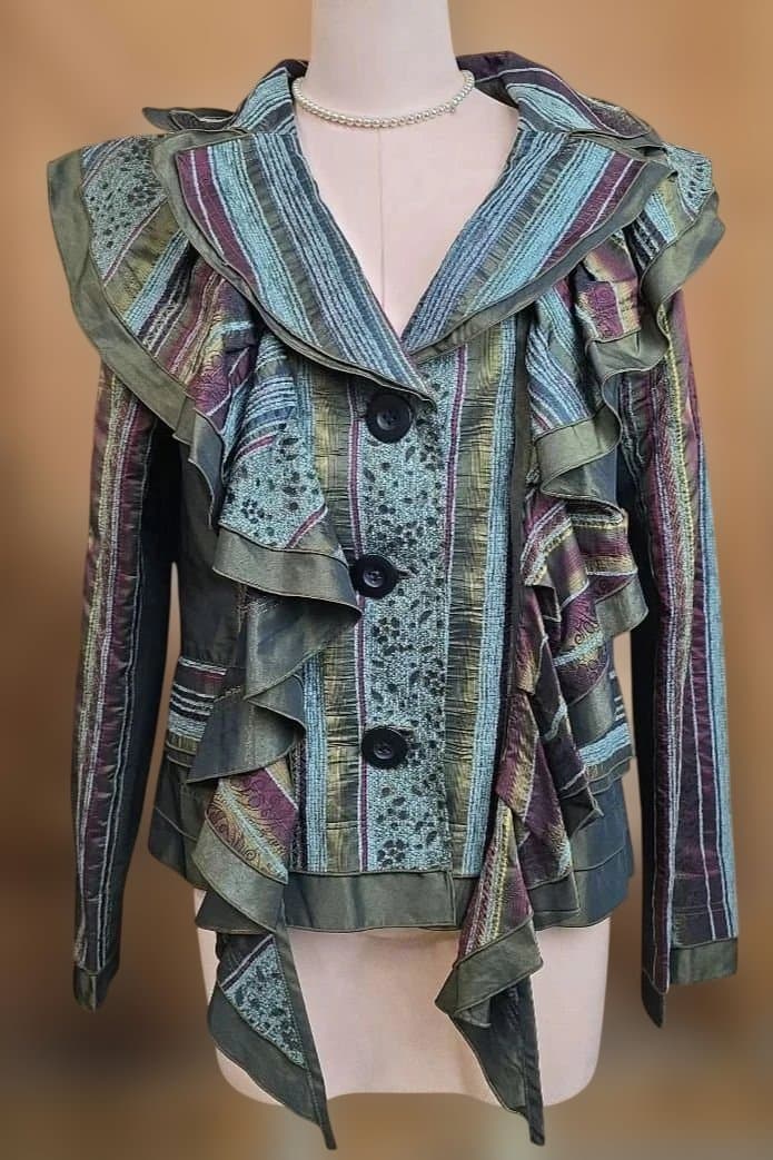 EIKOKONDO 美品♡ フリル付き多色テーラードジャケット　y06