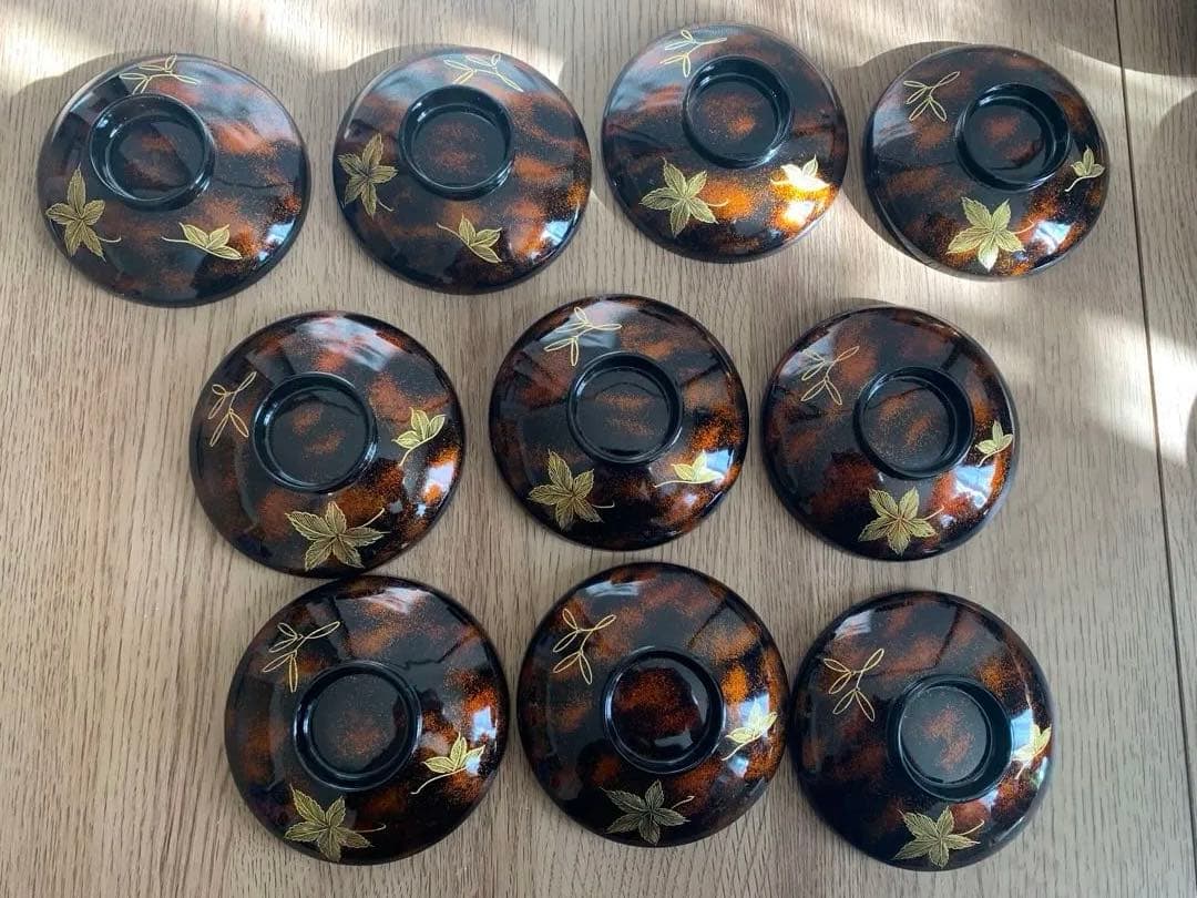 最終価格28日迄　沈金蒔絵木製吸物椀10客　時代物　アンティーク　珍品　お正月