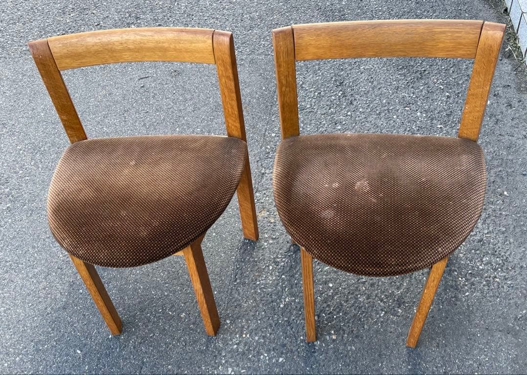 ① 天童木工　TENDO ベロア素材　木製　椅子　2脚ダイニング　コレクション