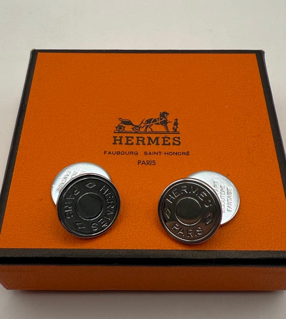 美品HERMES シルバーセリエ　カフス　カフリンクス シルバー