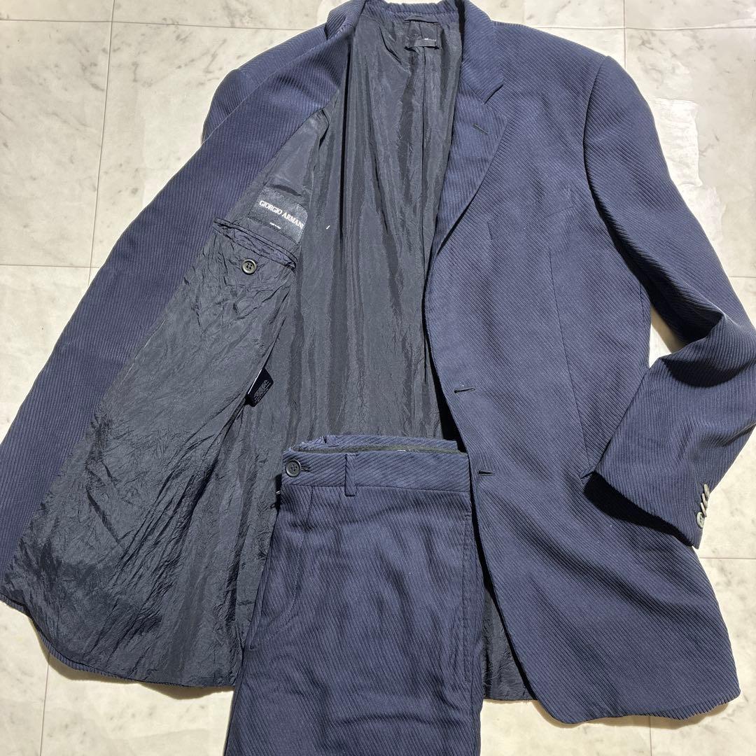 【高級ライン】GIORGIO ARMANI スーツ 伸縮性　ネイビー　近年モデル