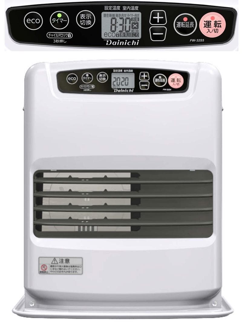 ダイニチ石油ファンヒーター≪ＦＷ－３２Ｓ６－Ｗ白≫木造９畳鉄筋１２畳　新品保証付