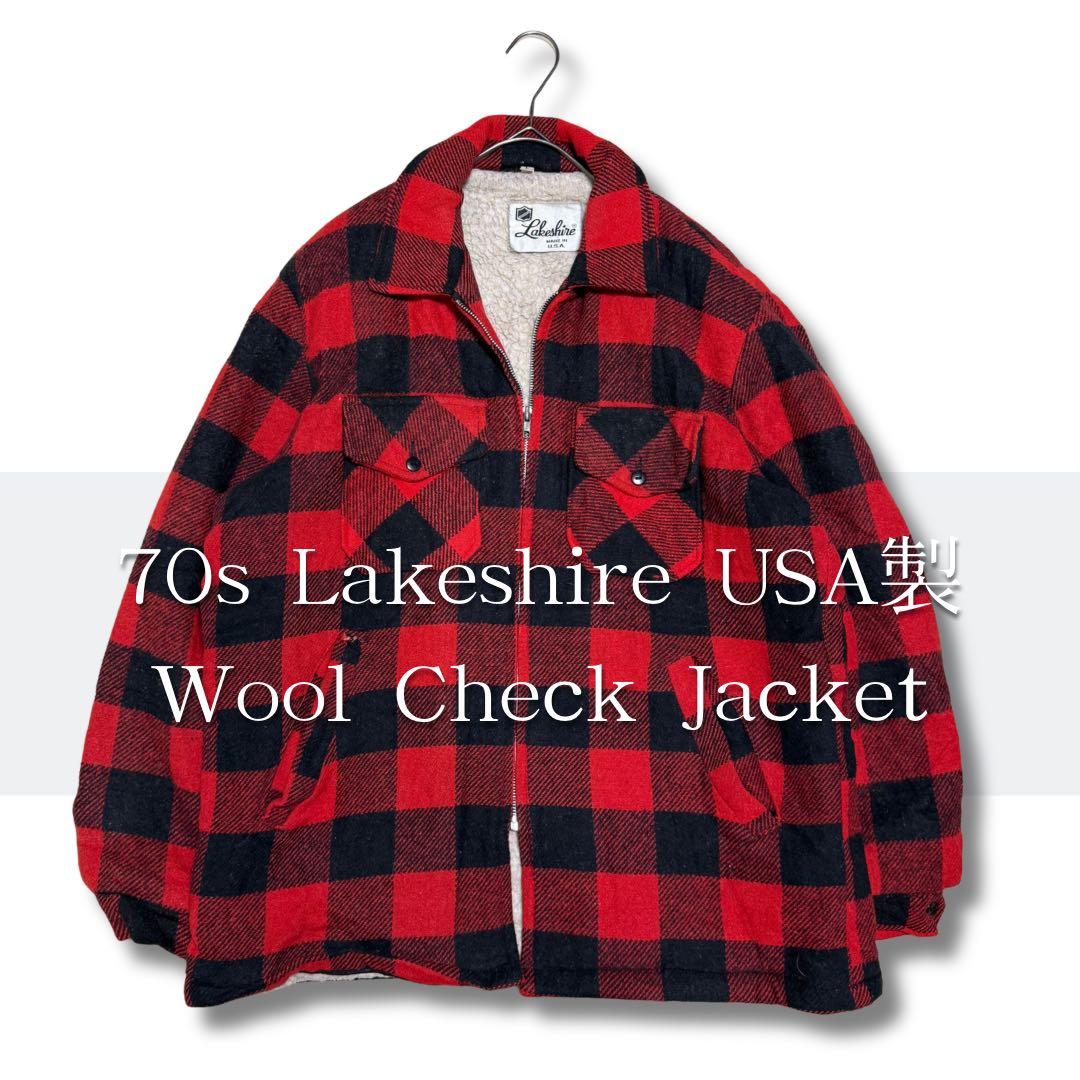 70s 80s Lakeshire USA製 バッファローウールジャケット L