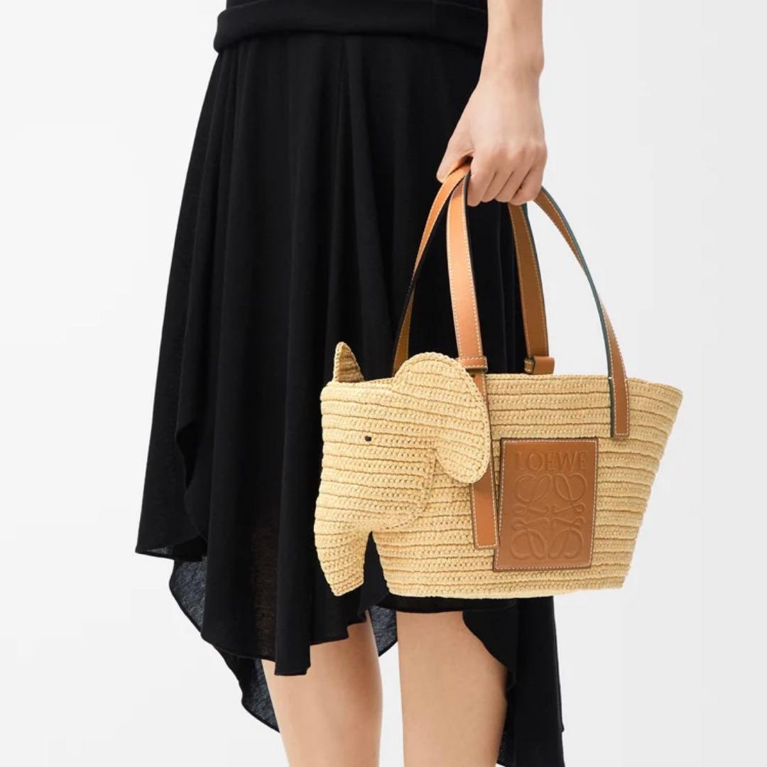 LOEWE エレファント バスケット スモール（ラフィア&カーフ）