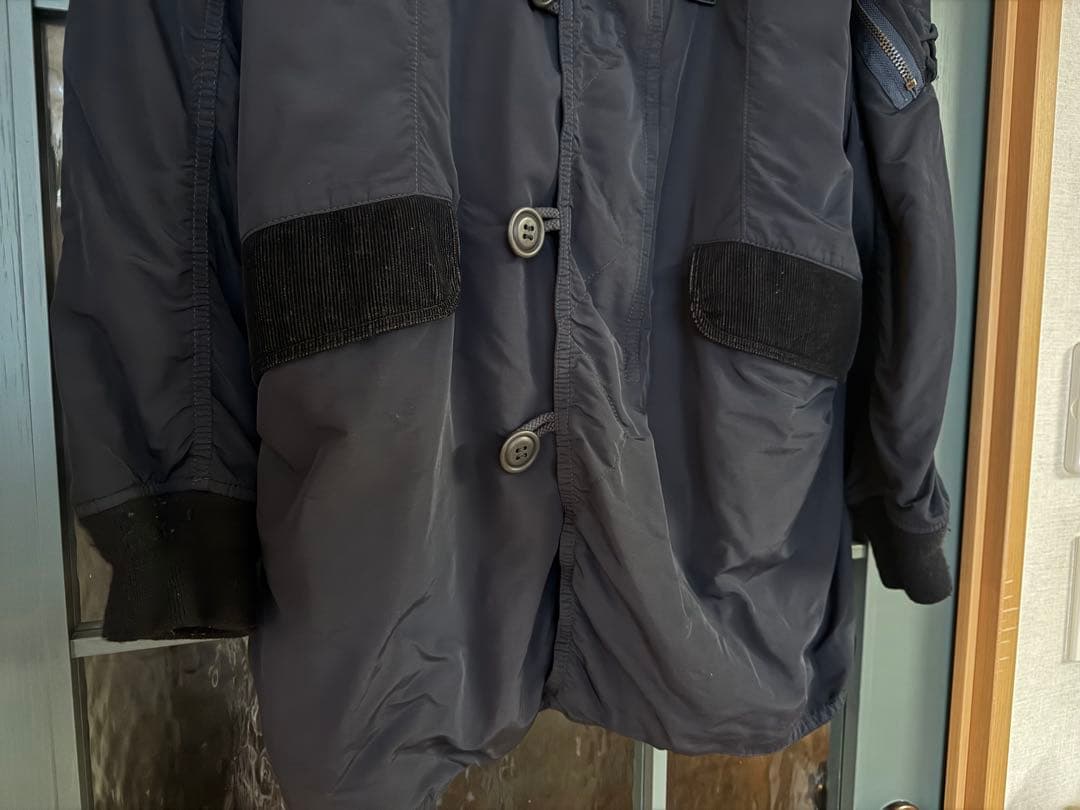 コムデギャルソンオム ネイビー 製品染ナイロンコート S 美品