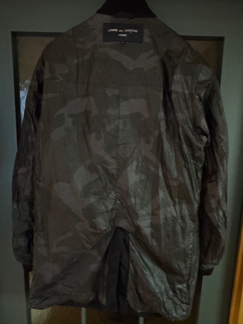 コムデギャルソンオム ネイビー 製品染ナイロンコート S 美品
