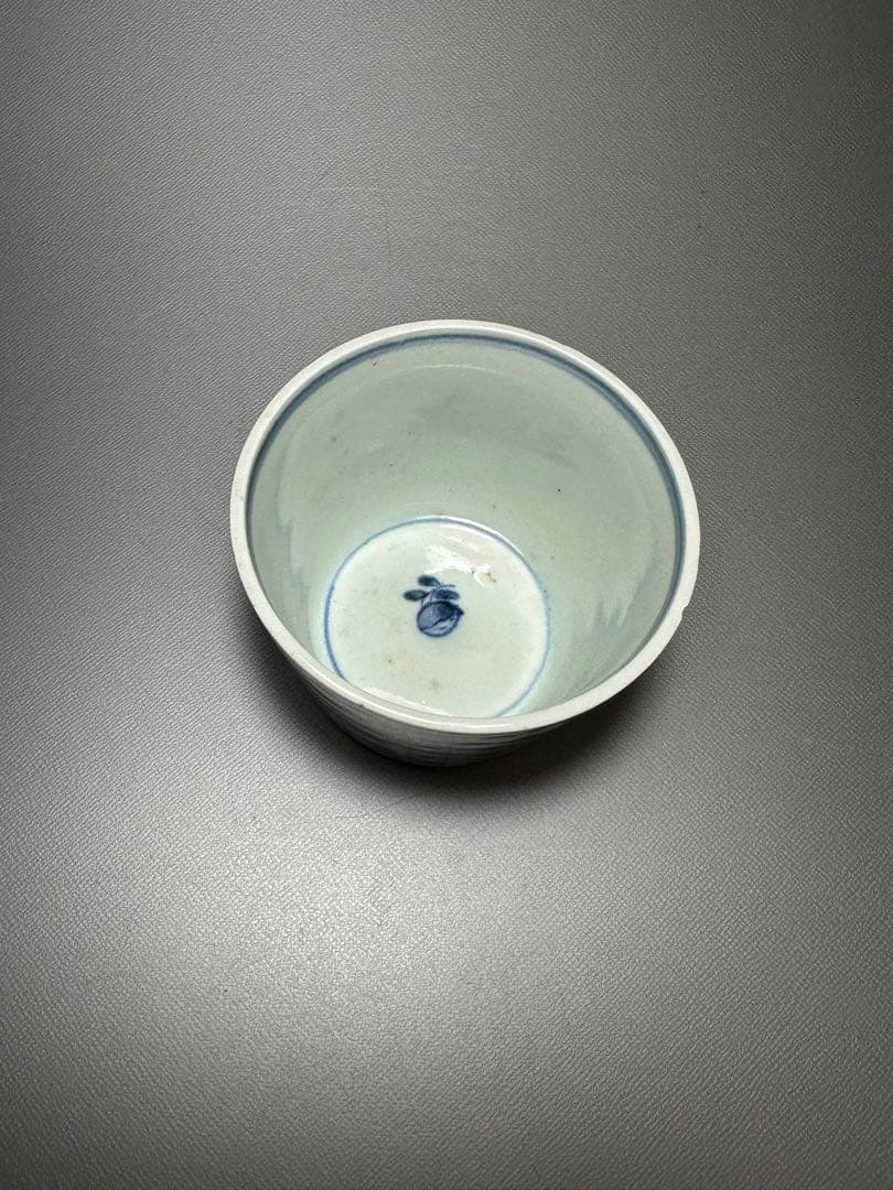 古伊万里　そば猪口　芙蓉手　染付　白磁　江戸時代後期