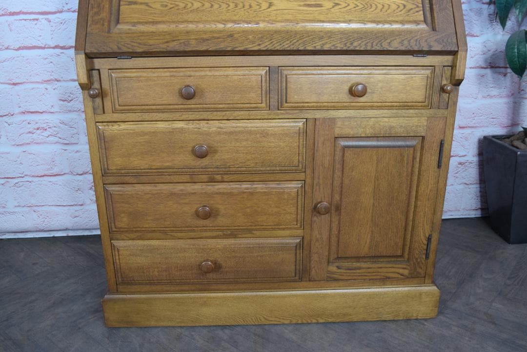 北海道旭川家具 和光 北海民芸 ライティングビューロー/デスク ナラ材