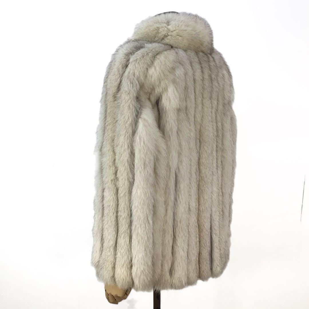 ミドルコート 毛皮コート フォックスファー アウター リアルファー オフホワイト