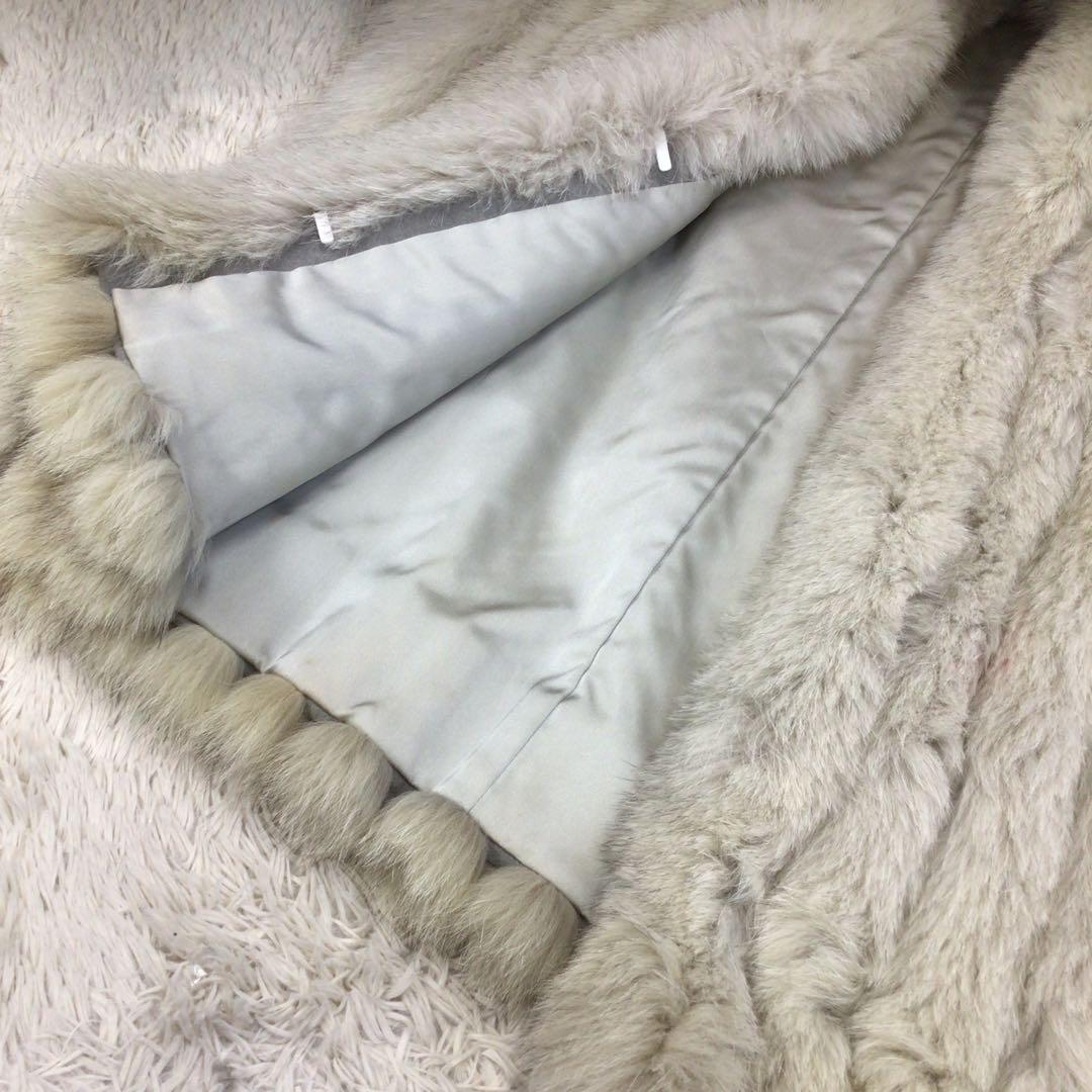 ミドルコート 毛皮コート フォックスファー アウター リアルファー オフホワイト